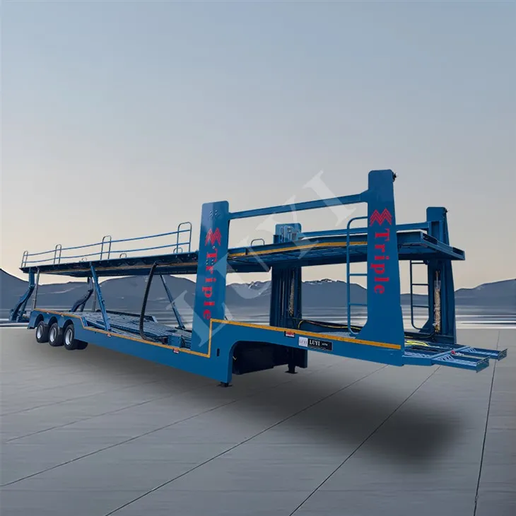 3 ejes de 40 pies de doble pisos de transporte de autos