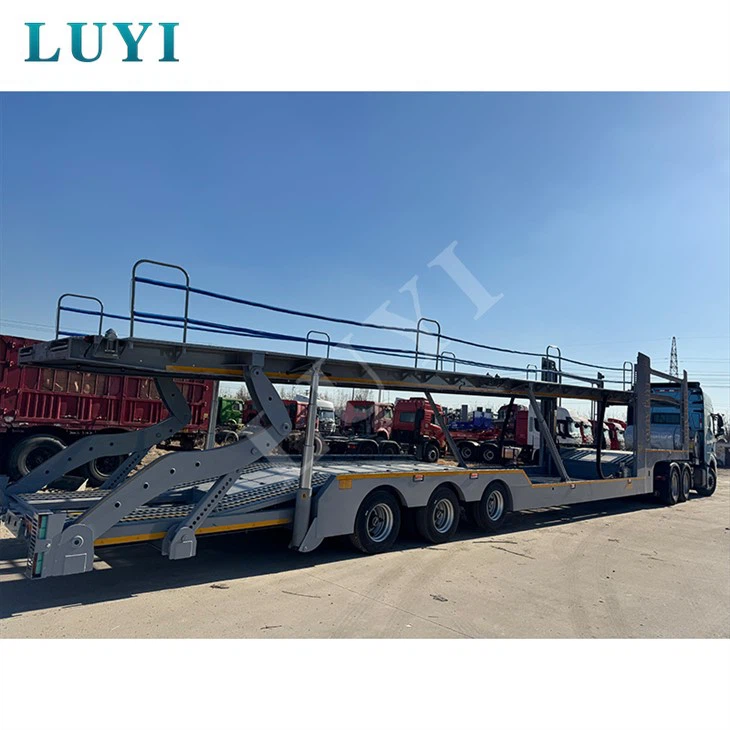 3 eje doble cubierta 8 vehículo transportando transporte de transporte semi remolque
