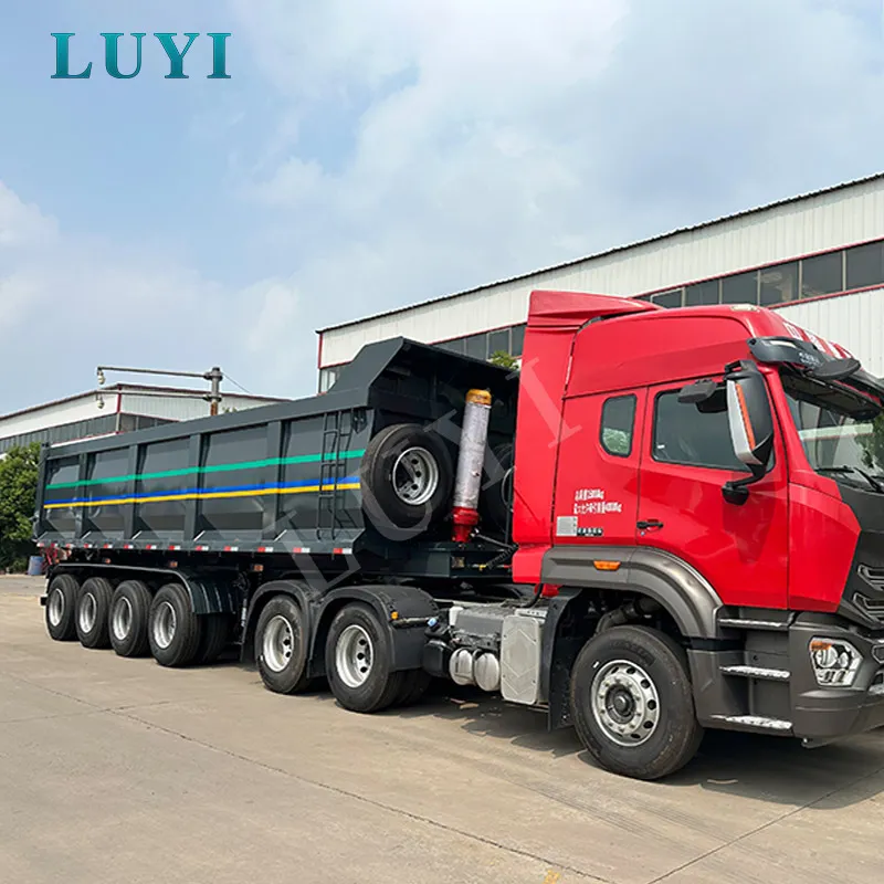 Semirremolque hidráulico de descarga trasera tipo U-nuevo de 4-ejes y 100-ton,