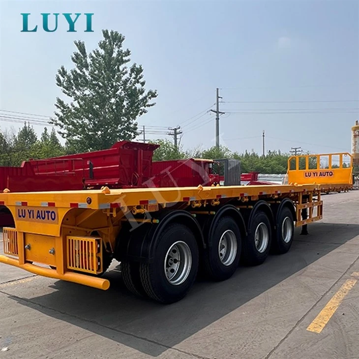 Sturdy 4 Axle 80 Ton Semi Flatbed Trailer factory