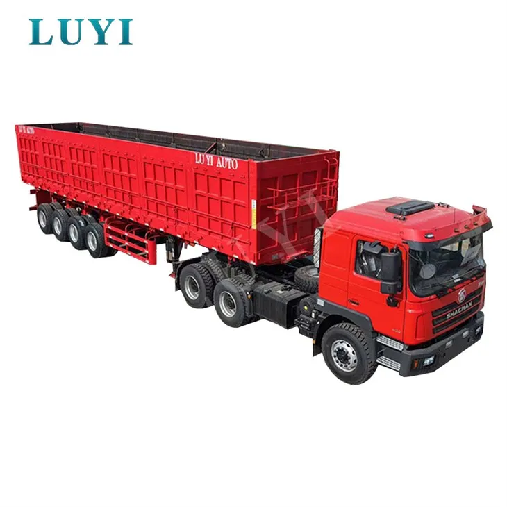 Remolque de descarga lateral duradero de 4 ejes para construcción