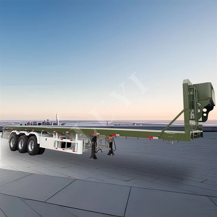 Tres eje semi de la cama plana 60 toneladas adecuadas para contenedores estándar de 20 pies y 40 pies